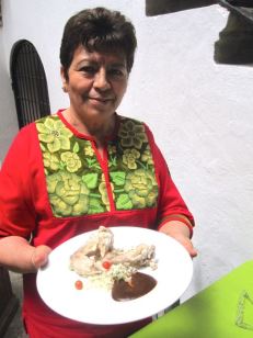 Guru Evelia in Origen restaurant, Oaxaca Mexico